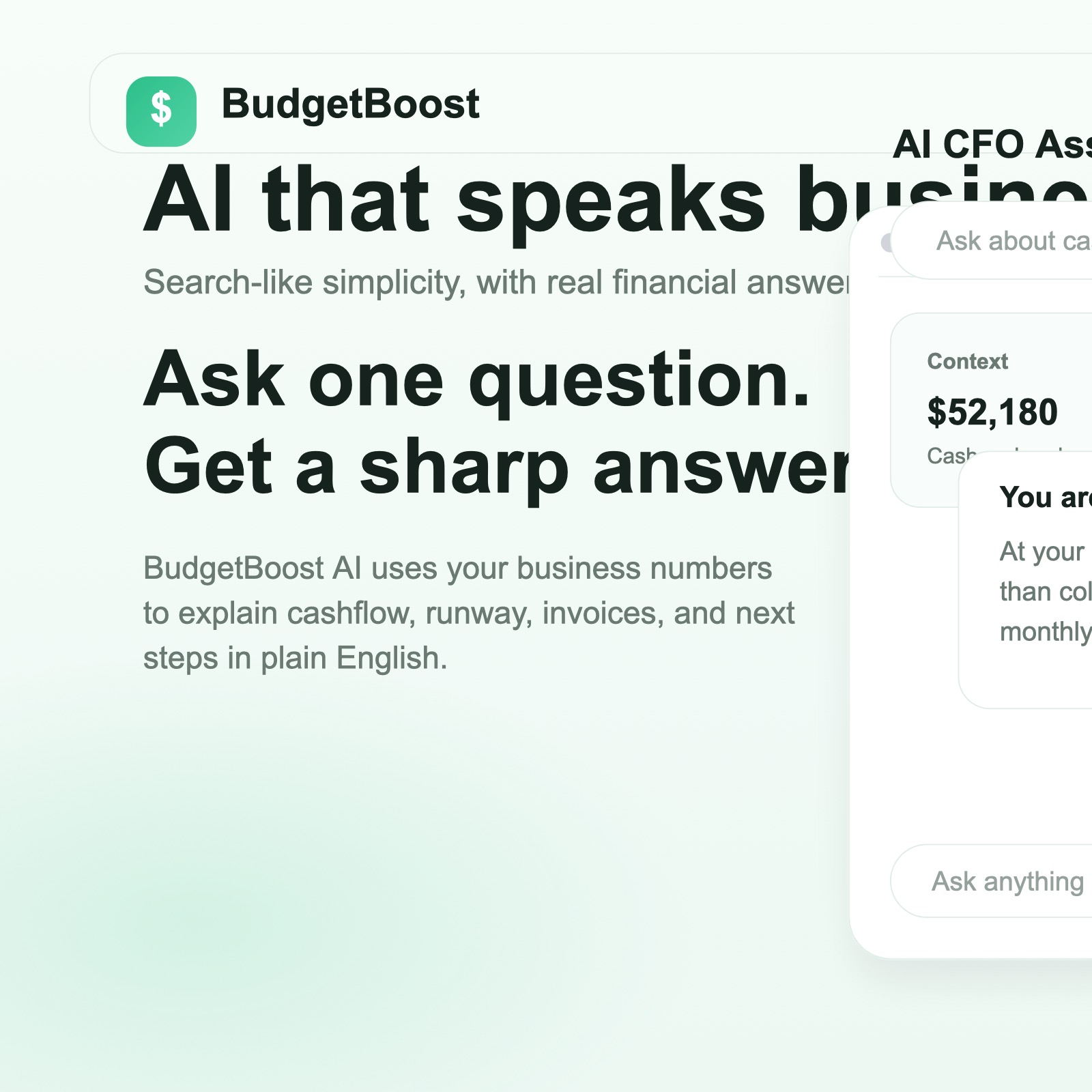 BudgetBoost AI assistant screen