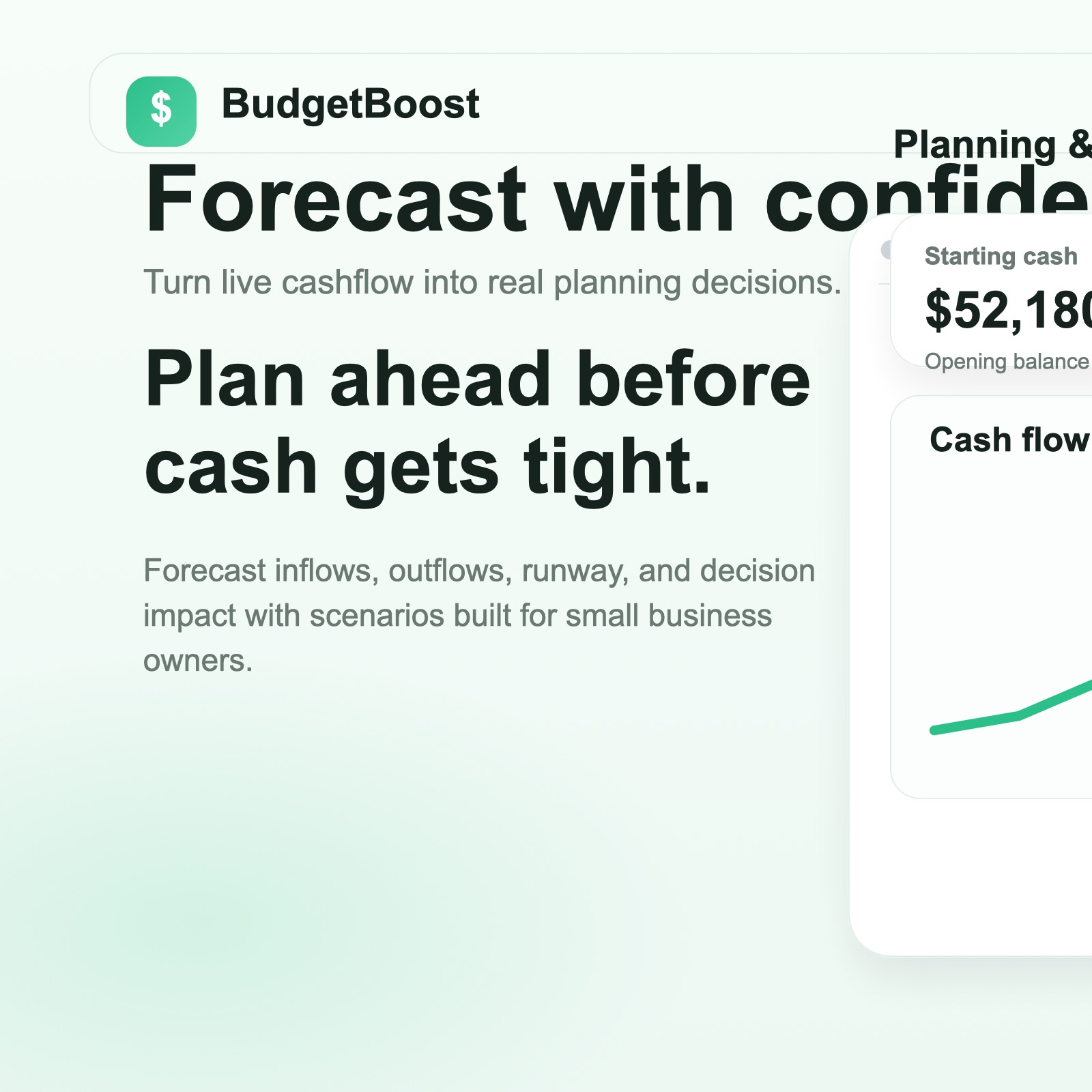 BudgetBoost planning and forecasting screen